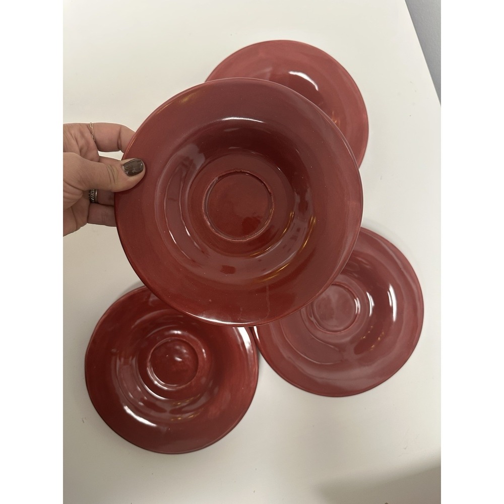 Pottery‎ Barn Sausalito Small Side Plate Lot of 4 burgundy  7.25" Mexico G16